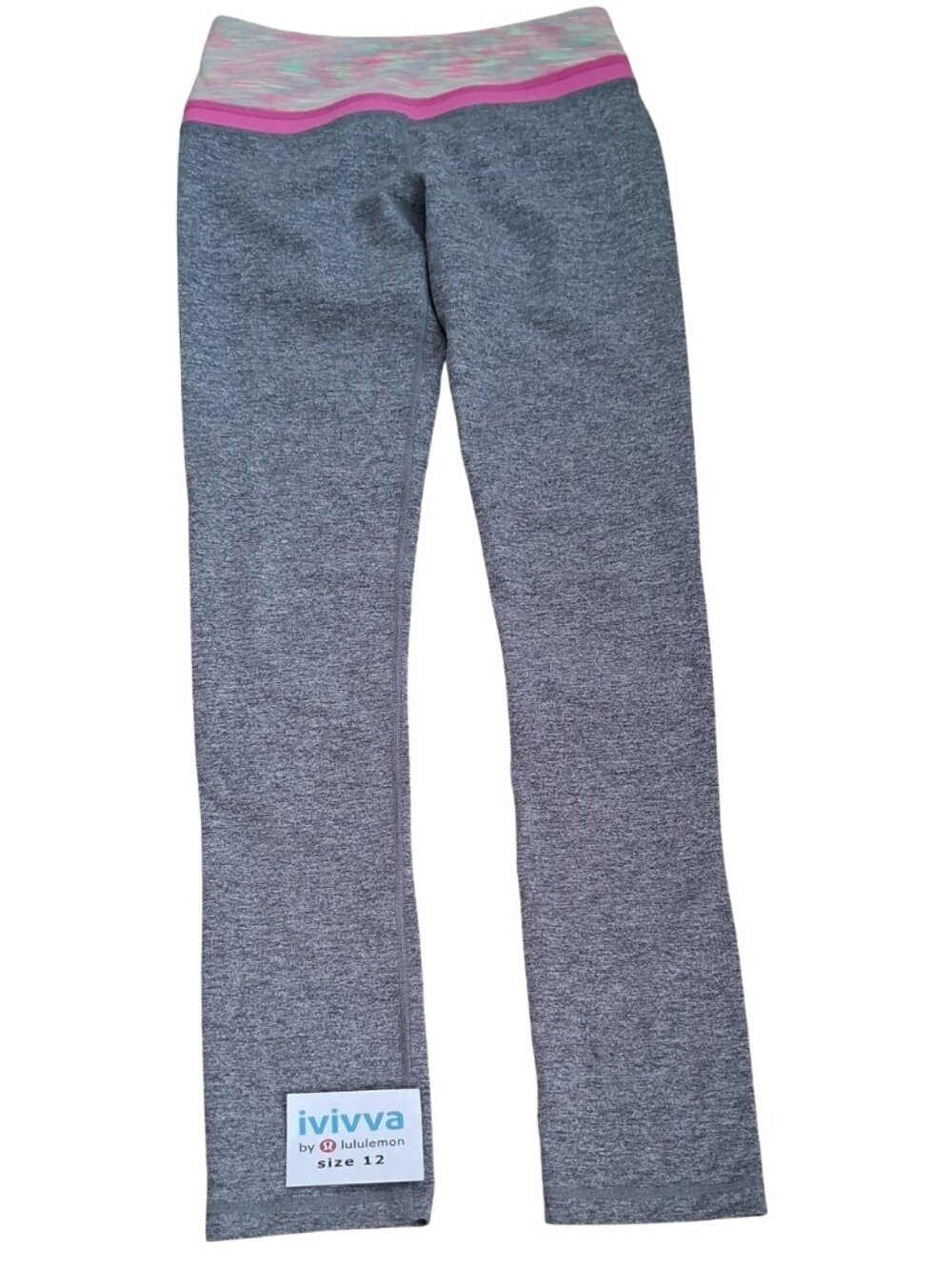 Ivivva Girl by Lululemon 🍋Straight Leg Leggings grey with tie dye waist size 14